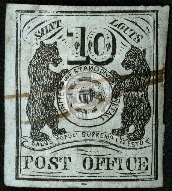 10c St. Louis Bear type I postmaster provisional single, 1845. Creator: Unknown.