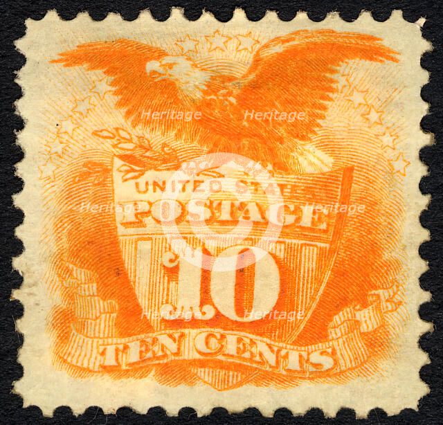 10c Shield and Eagle G Grill single, 1869. Creator: Unknown.