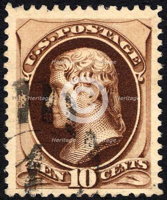 10c Thomas Jefferson single, 1879. Creator: Unknown.