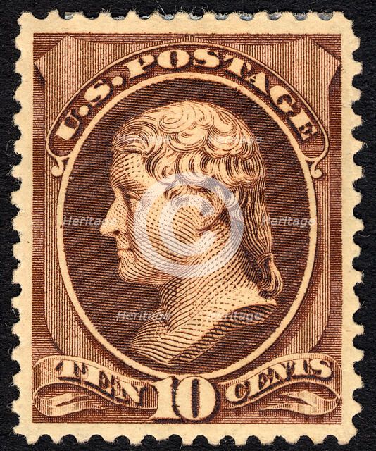 10c Thomas Jefferson single, 1882. Creator: Unknown.