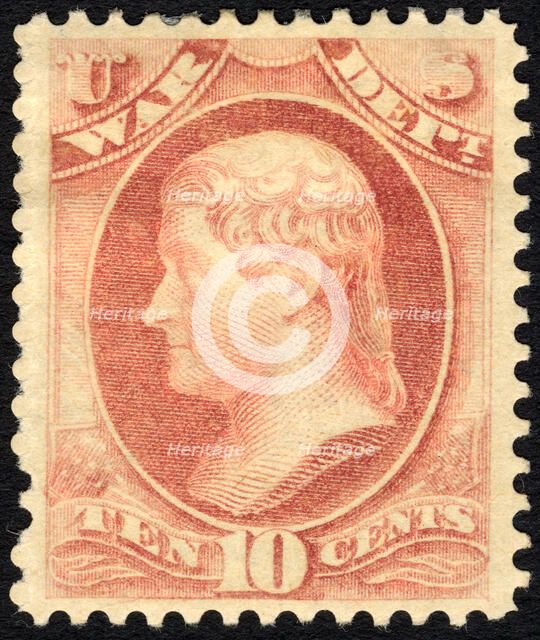10c Thomas Jefferson War Department single, 1879. Creator: Unknown.