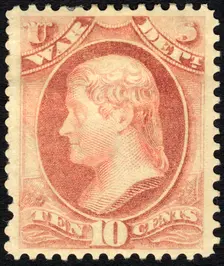 10c Thomas Jefferson War Department single, 1879. Creator: Unknown