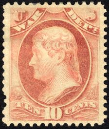 10c Thomas Jefferson War Department single, 1879. Creator: Unknown