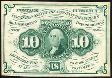 10c Washington postage currency, 1862. Creator: Continental Bank Note Company