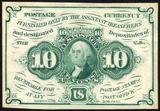 10c Washington postage currency, 1862. Creator: Continental Bank Note Company