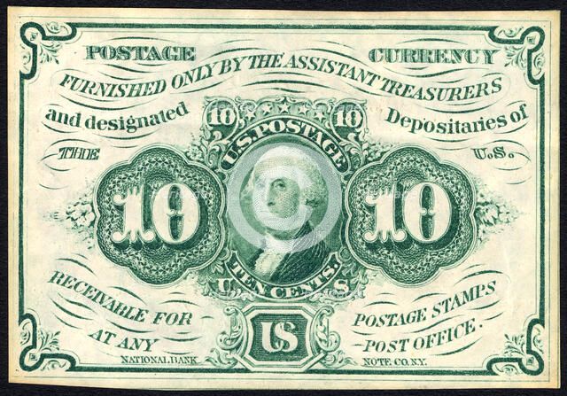 10c Washington postage currency, 1862. Creator: Continental Bank Note Company.