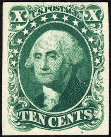 10c Washington trial color card proof, 1881. Creator: American Bank Note Company