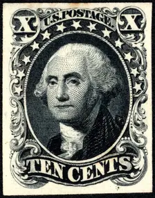 10c Washington trial color card proof, 1881. Creator: American Bank Note Company