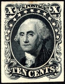 10c Washington trial color card proof, 1881. Creator: American Bank Note Company