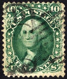 10c Washington type I single, 1861. Creator: Unknown