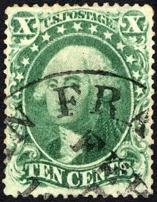10c Washington type IV single, 1857. Creator: Unknown
