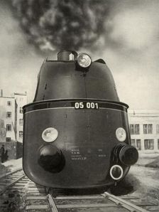 119 Miles an Hour was attained on a trial run by this new German streamlined locomotive 1935-36. Creator: Unknown