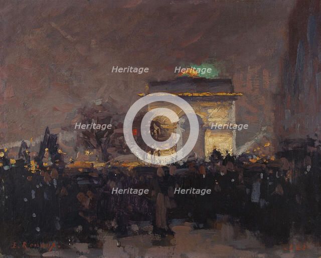 11 novembre 1920. Installation des cendres du soldat inconnu sous l'Arc de Triomphe de..., 1920. Creator: Jules Ernest Renoux.