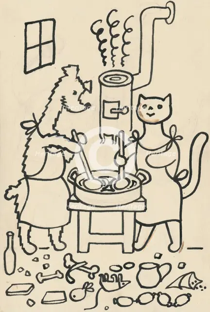 11. The Tale of the Dog and the Cat, around 1928. Creator: Josef Capek.