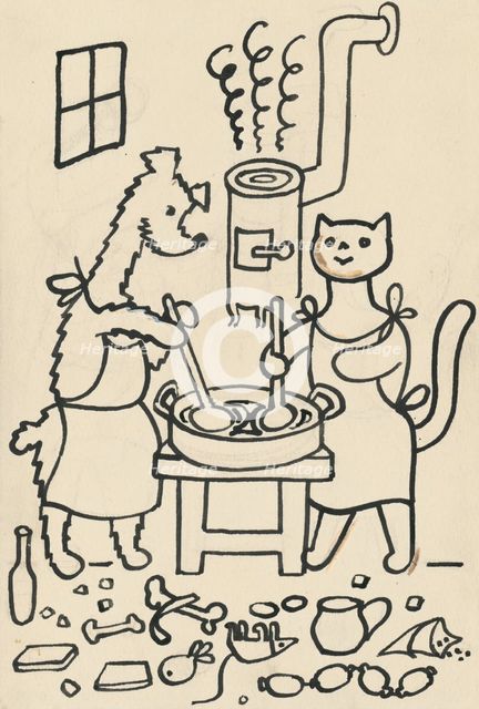 11. The Tale of the Dog and the Cat, around 1928. Creator: Josef Capek.