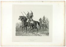 11th dragoons advance guard, from Souvenirs d’Italie: Expédition de Rome, 1854. Creator: Auguste Raffet