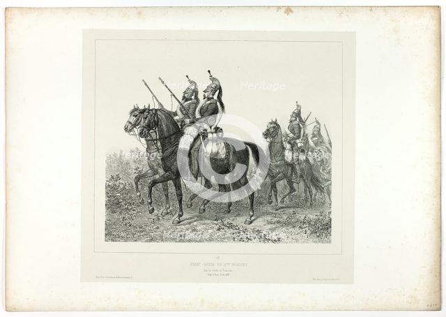 11th dragoons advance guard, from Souvenirs d’Italie: Expédition de Rome, 1854. Creator: Auguste Raffet.