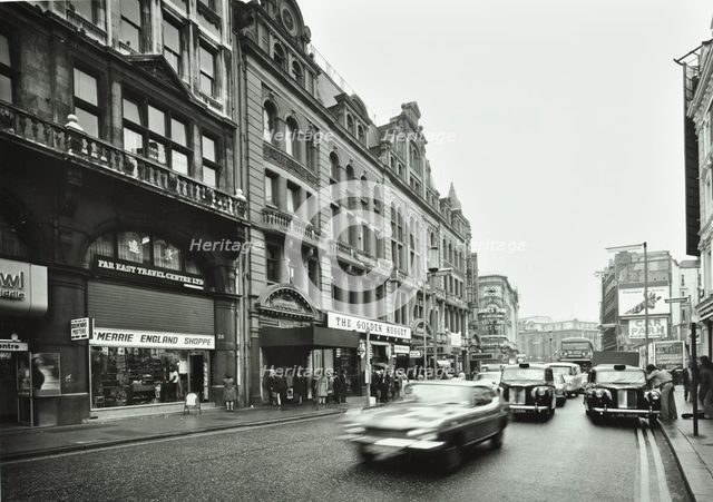 12-26 Shaftesbury Avenue, Westminster LB, London: looking to Piccadilly Circus, taxi, traffic, 1973. Creator: Unknown.