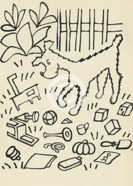 12. The Tale of the Dog and the Cat, around 1928. Creator: Josef Capek.