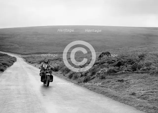 1208 cc Harley-Davidson of FJ Sturley, winner of a bronze award at the MCC Torquay Rally, July 1937. Artist: Bill Brunell.