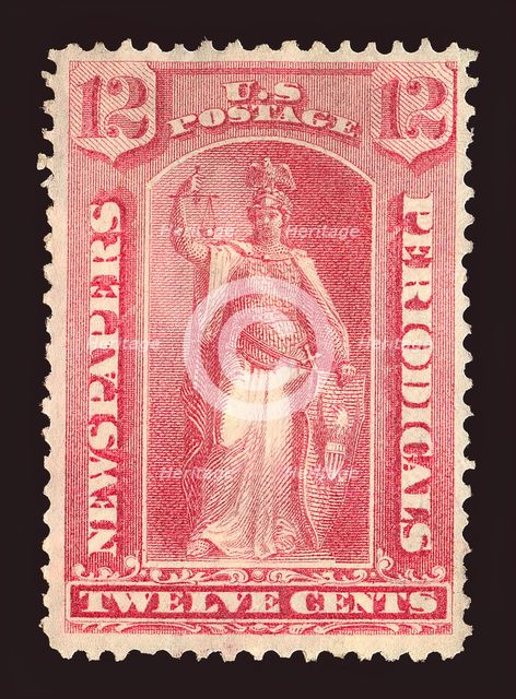 12c Justice Newspapers and Periodicals imprint single, 1875. Creator: Unknown.
