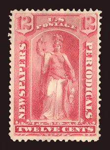 12c Justice Newspapers and Periodicals imprint single, 1875. Creator: Unknown