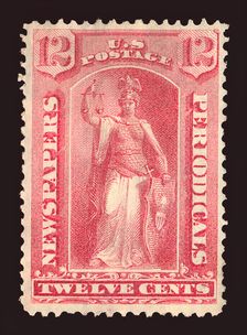 12c Justice Newspapers and Periodicals imprint single, 1875. Creator: Unknown