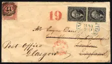 12c Washington Charlottesville, VA to London forwarded to Glasgow cover, May 29, 1858. Creator: Unknown