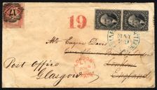 12c Washington Charlottesville, VA to London forwarded to Glasgow cover, May 29, 1858. Creator: Unknown