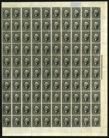 12c Washington pane of one hundred, 1860. Creator: Unknown