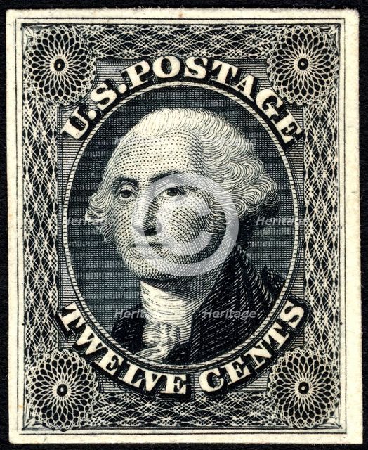 12c Washington trial color card proof, 1881. Creator: American Bank Note Company.