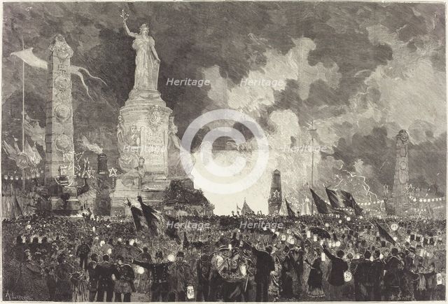 14 Juillet. Illumination de la Place de la République, 1883. Creator: Auguste Lepere.