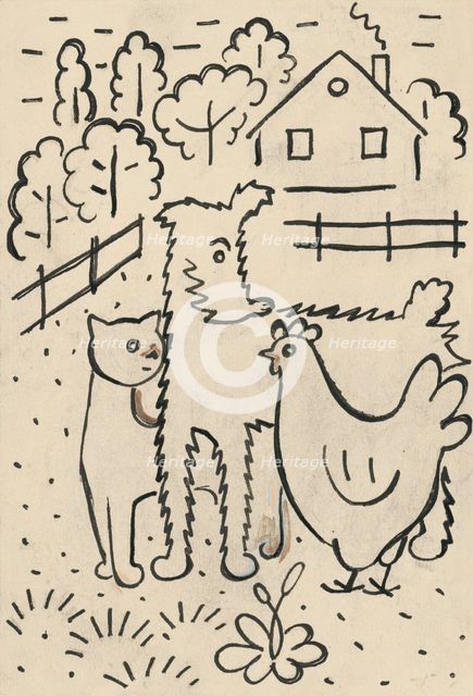 14. Talking about a dog and a cat, around 1928. Creator: Josef Capek.
