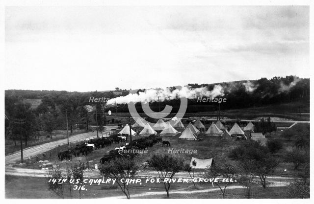 14th US Cavalry camp, Fox River Grove, Illinois, USA, 1920. Artist: Unknown