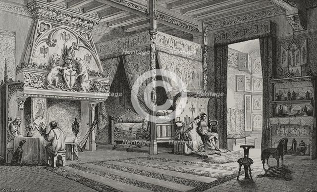14th century French manor bedroom, 1877.  Creator: Jules Jean Marie Joseph Huyot.