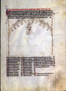 14th Council of Toledo (684), pen drawing in Primacía de la Iglesia de Toledo illuminated manu…