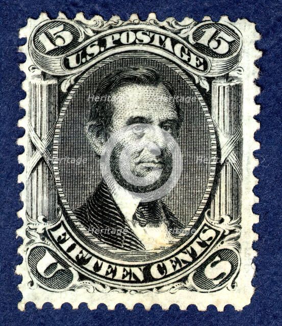 15c Abraham Lincoln F Grill single, 1867. Creator: National Bank Note Company.