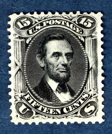 15c Abraham Lincoln re-issue single, 1875. Creator: National Bank Note Company