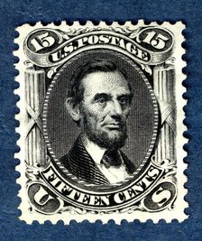 15c Abraham Lincoln re-issue single, 1875. Creator: National Bank Note Company