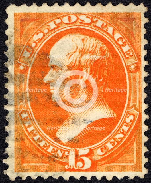 15c Daniel Webster grilled single, 1870. Creator: Unknown.