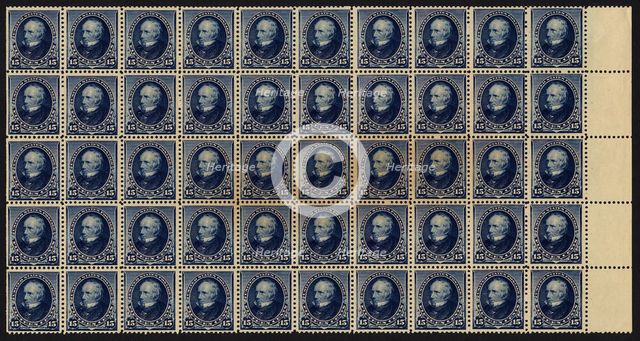 15c Henry Clay block of fifty, February 22, 1890. Creator: American Bank Note Company.