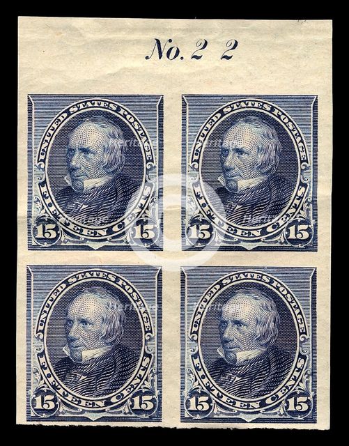 15c Henry Clay proof plate block of four, February 22, 1890. Creator: American Bank Note Company.
