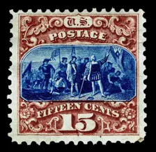 15c Landing of Columbus re-issue single, 1875. Creator: National Bank Note Company