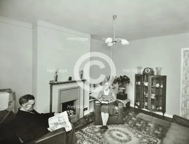 16 Candy Street, Poplar, London: elderly couple in a new flat, 1962. Creator: Unknown.