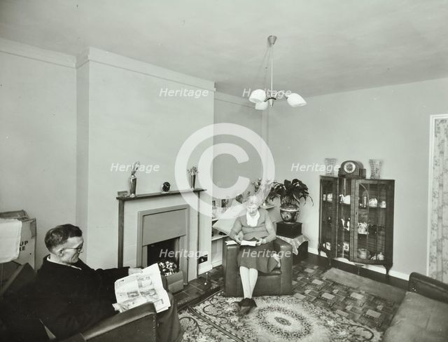 16 Candy Street, Poplar, London: elderly couple in a new flat, 1962. Creator: Unknown.