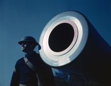 16-inch coast artillery gun stamped "Watervliet Arsenal 1921," Ft. Story, Va., 1942. Creator: Alfred T Palmer