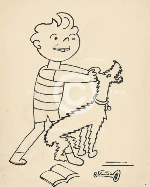 16. Talking about a dog and a cat, around 1928. Creator: Josef Capek.