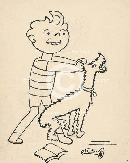 16. Talking about a dog and a cat, around 1928. Creator: Josef Capek.