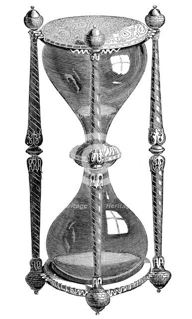 16th century hourglass, engraving, 19th century. Artist: Unknown