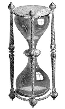 16th century hourglass, engraving, 19th century